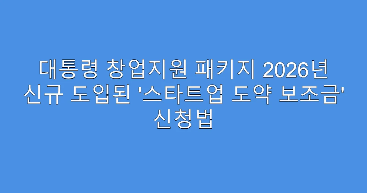 대통령 창업지원 패키지 2026년 신규 도입된 ‘스타트업 도약 보조금’ 신청법