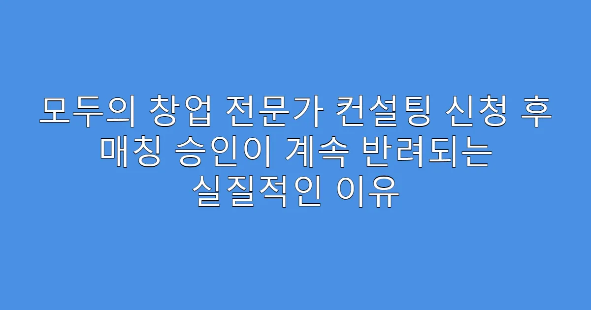 모두의 창업 전문가 컨설팅 신청 후 매칭 승인이 계속 반려되는 실질적인 이유