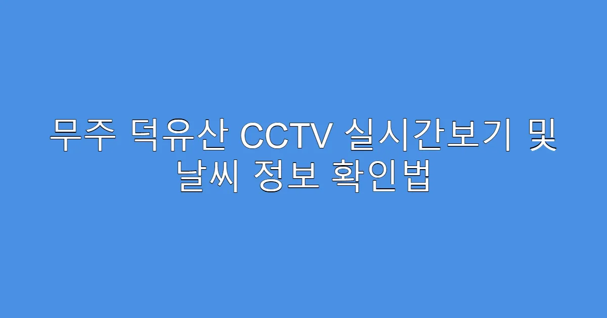 무주 덕유산 CCTV 실시간보기 및 날씨 정보 확인법