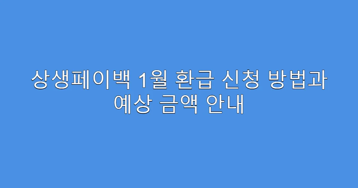 상생페이백 1월 환급 신청 방법과 예상 금액 안내