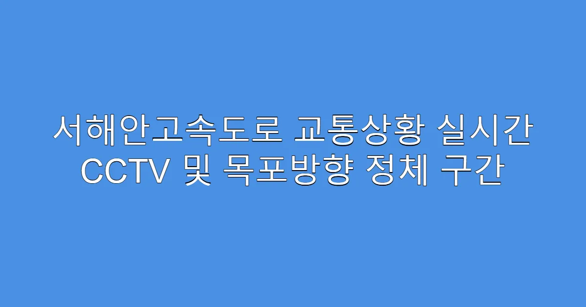 서해안고속도로 교통상황 실시간 CCTV 및 목포방향 정체 구간
