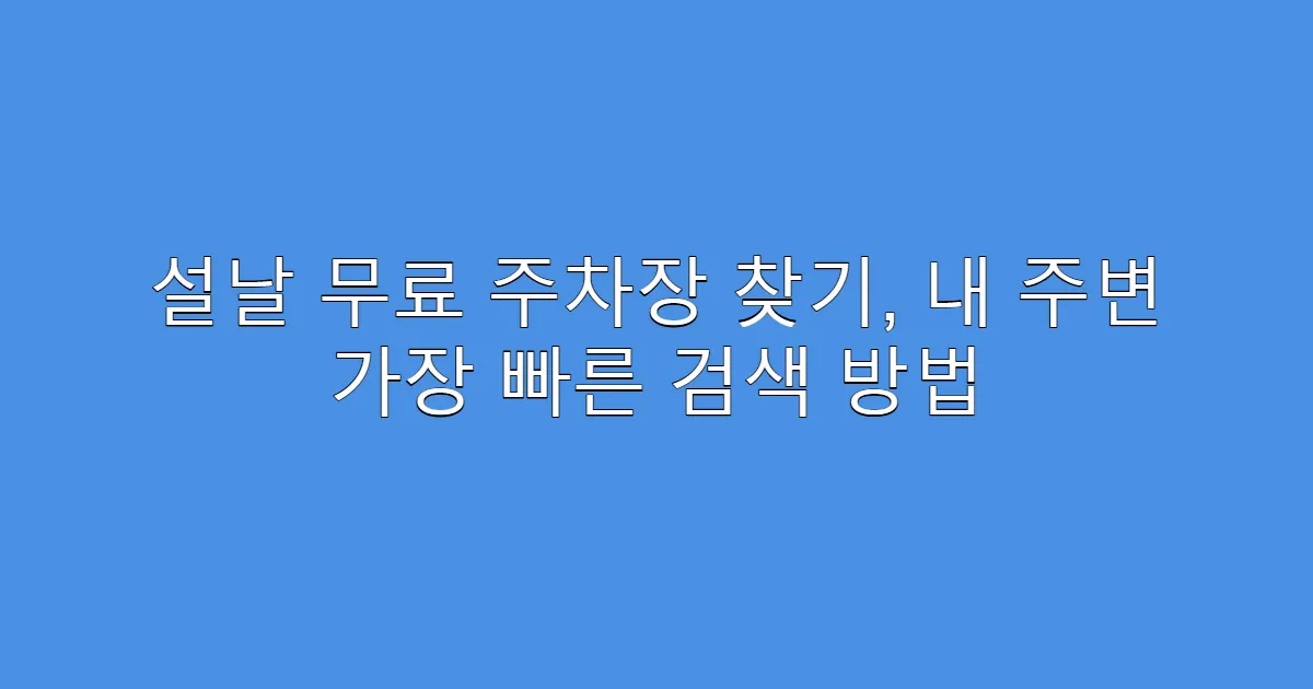 설날 무료 주차장 찾기, 내 주변 가장 빠른 검색 방법