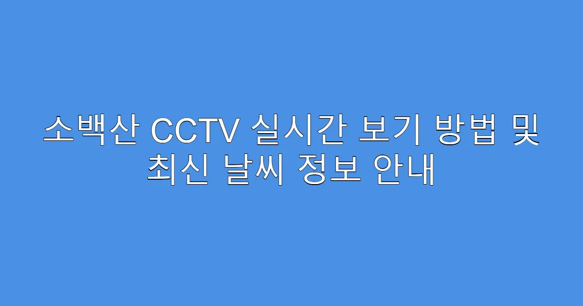소백산 CCTV 실시간 보기 방법 및 최신 날씨 정보 안내