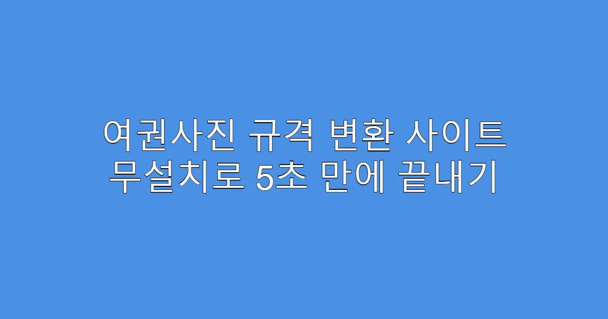 여권사진 규격 변환 사이트 무설치로 5초 만에 끝내기