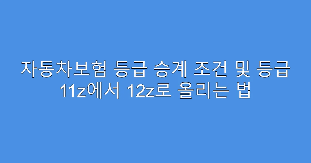 자동차보험 등급 승계 조건 및 등급 11z에서 12z로 올리는 법