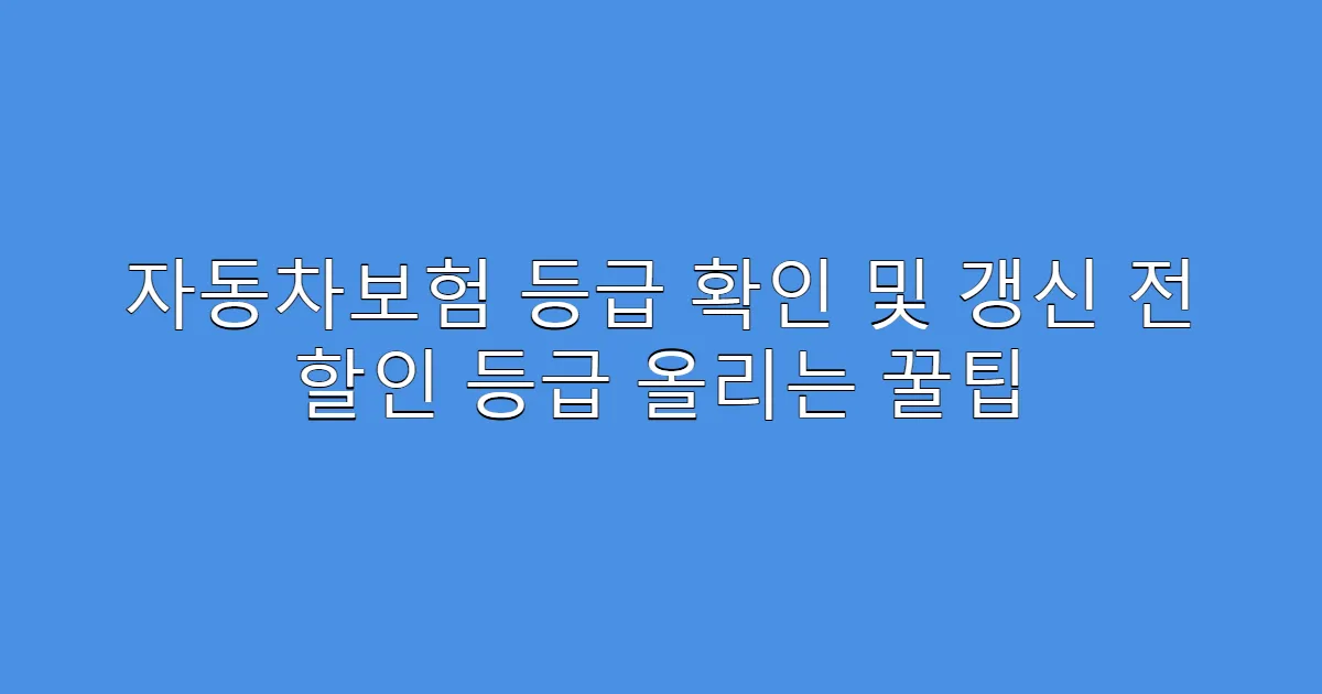 자동차보험 등급 확인 및 갱신 전 할인 등급 올리는 꿀팁
