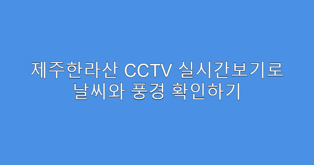 제주한라산 CCTV 실시간보기로 날씨와 풍경 확인하기