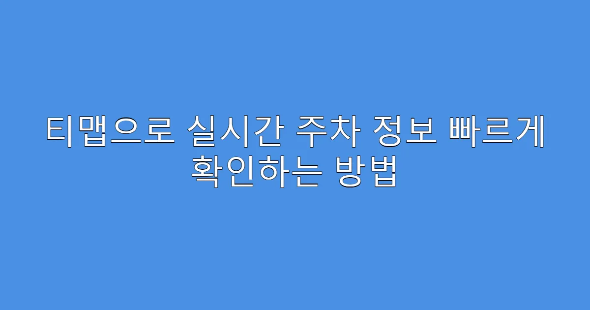 티맵으로 실시간 주차 정보 빠르게 확인하는 방법