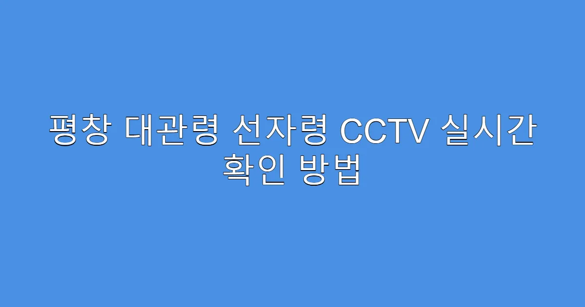 평창 대관령 선자령 CCTV 실시간 확인 방법
