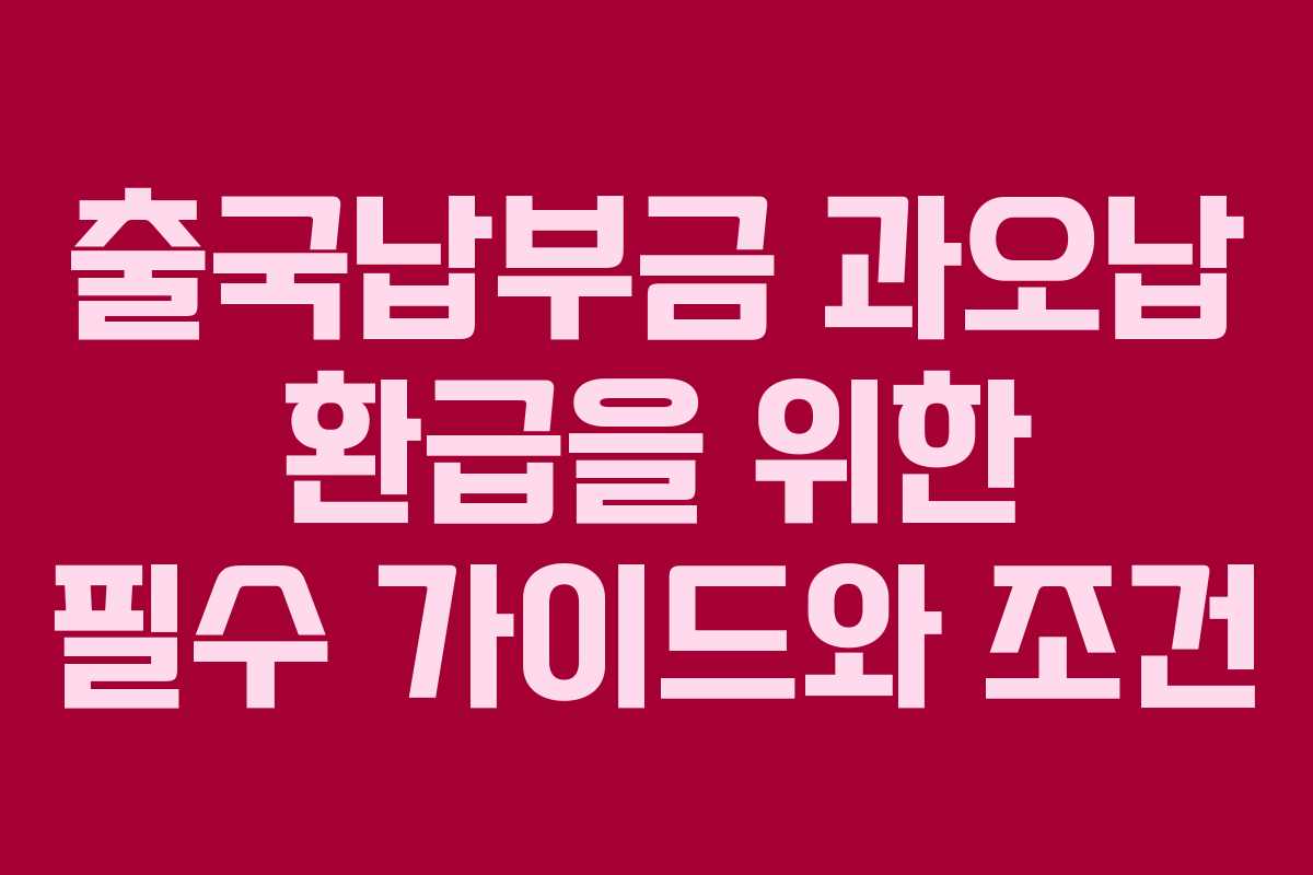 출국납부금 과오납 환급을 위한 필수 가이드와 조건