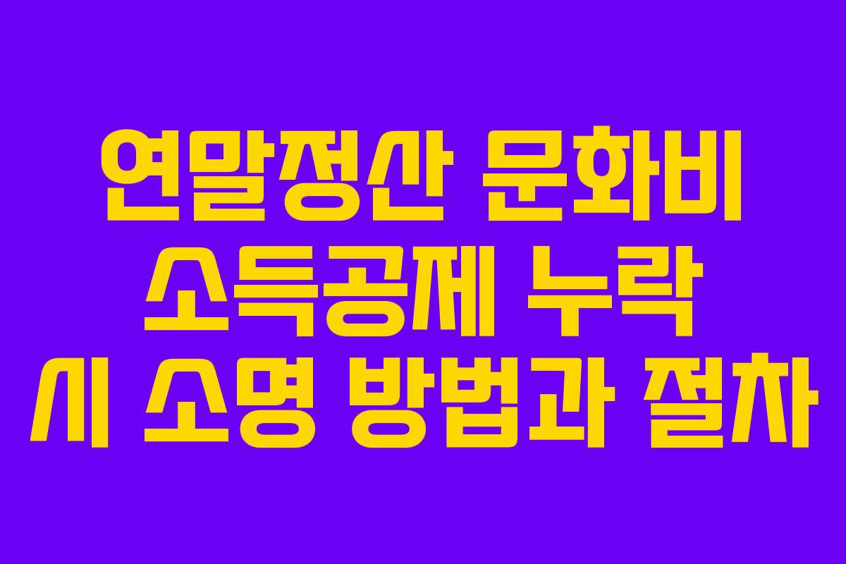 연말정산 문화비 소득공제 누락 시 소명 방법과 절차