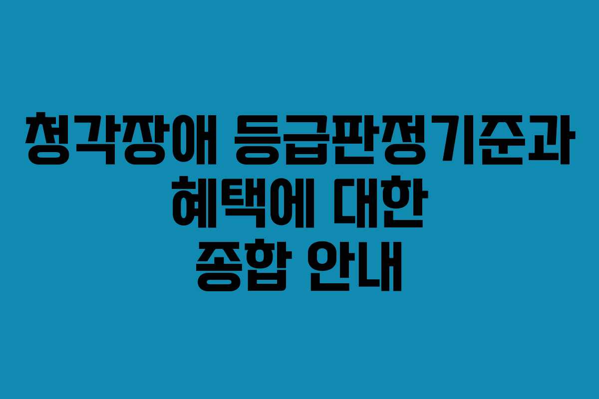 청각장애 등급판정기준과 혜택에 대한 종합 안내