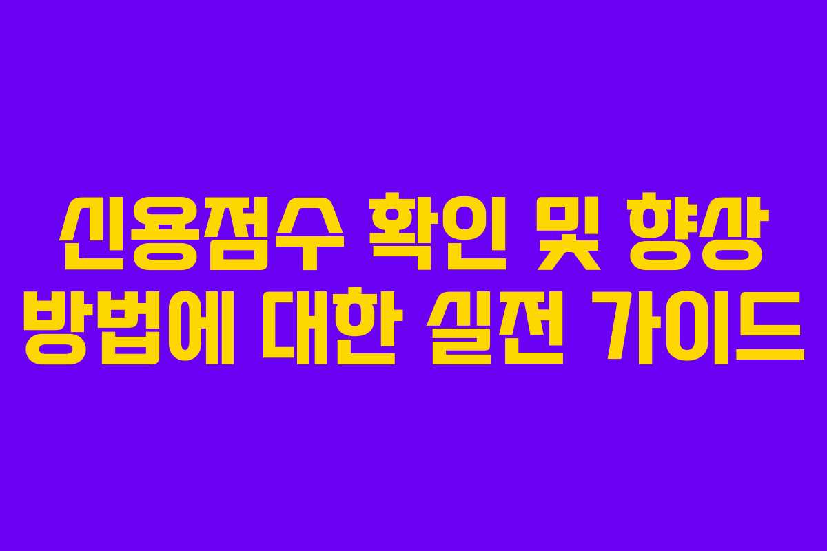 신용점수 확인 및 향상 방법에 대한 실전 가이드