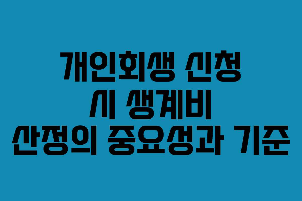개인회생 신청 시 생계비 산정의 중요성과 기준