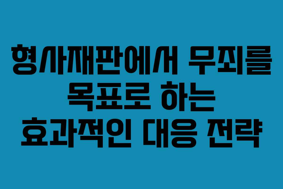 형사재판에서 무죄를 목표로 하는 효과적인 대응 전략