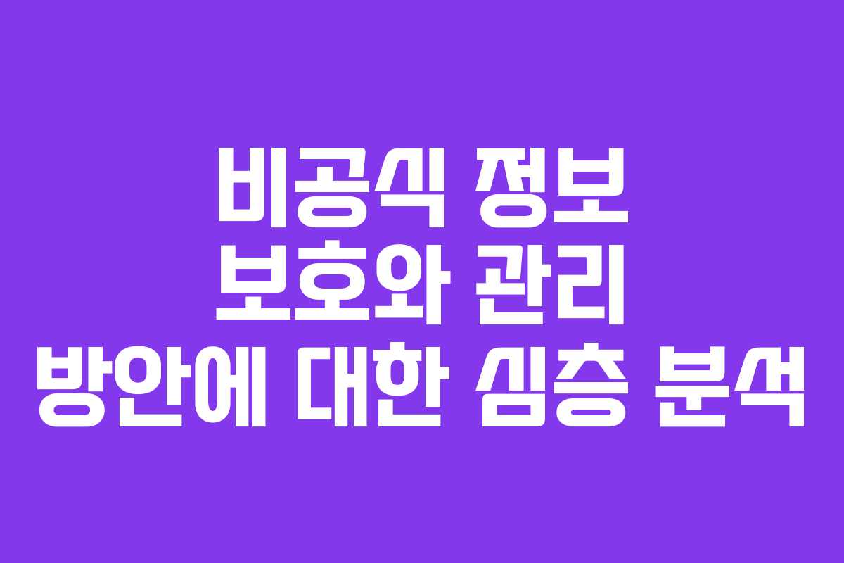 비공식 정보 보호와 관리 방안에 대한 심층 분석