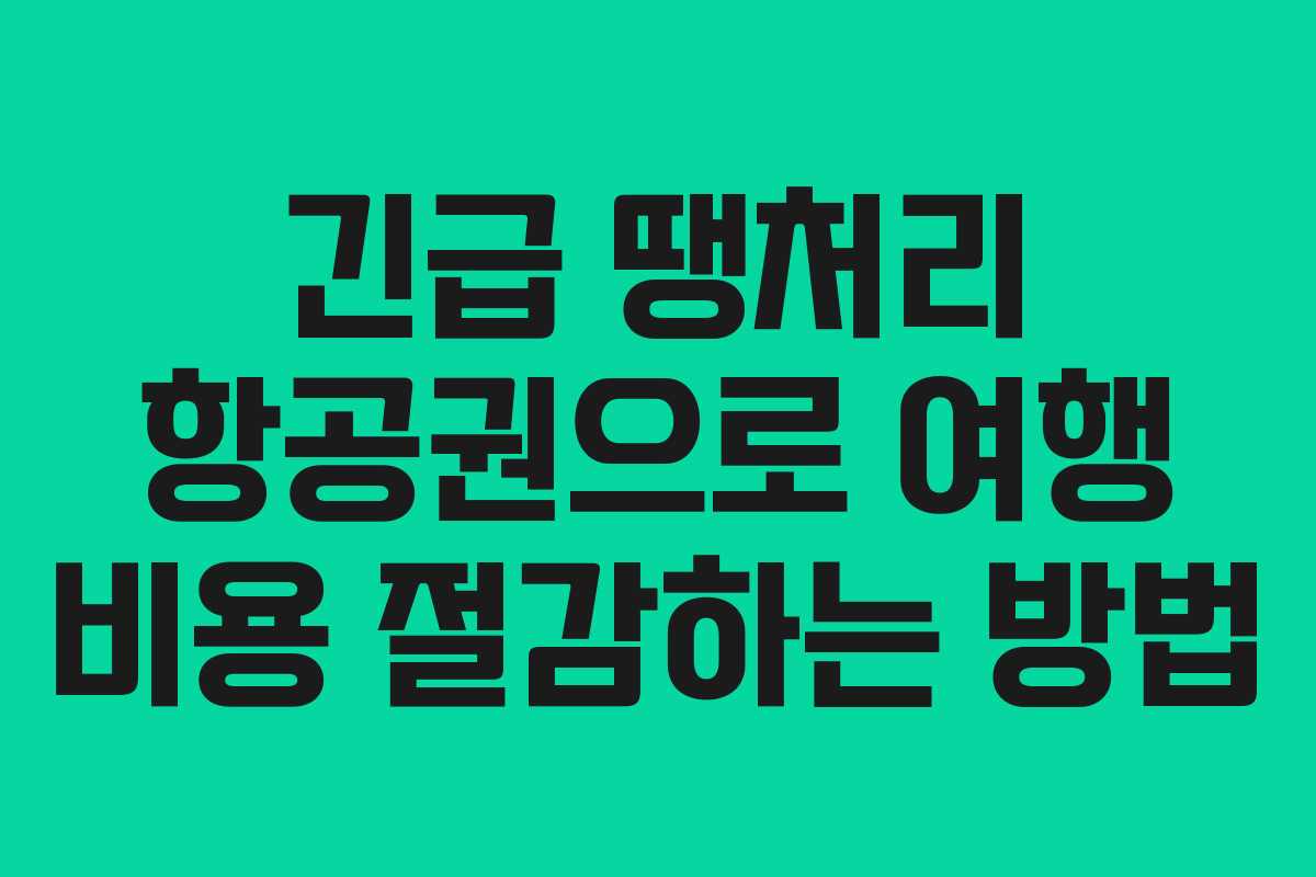 긴급 땡처리 항공권으로 여행 비용 절감하는 방법