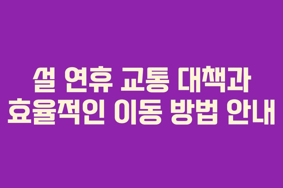 설 연휴 교통 대책과 효율적인 이동 방법 안내