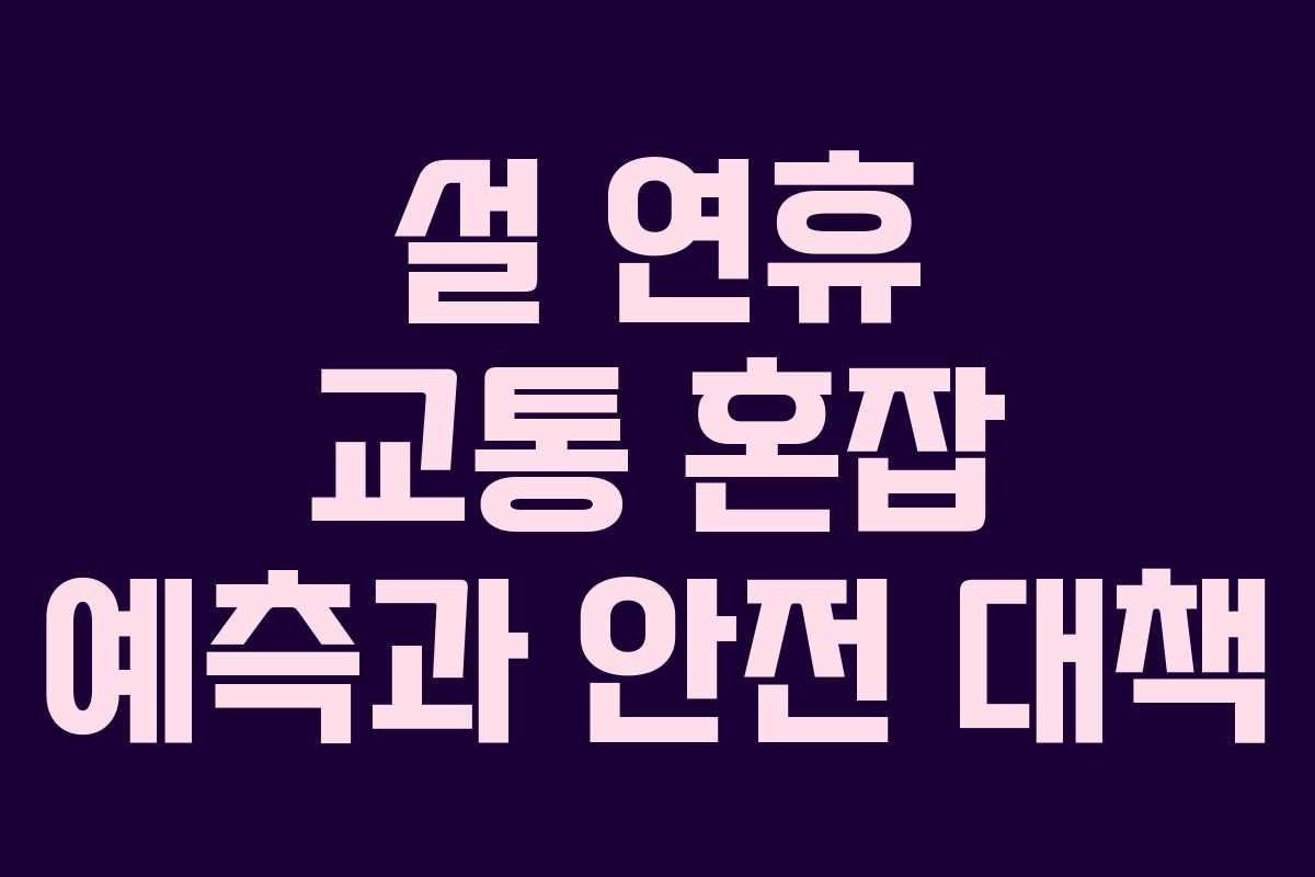 설 연휴 교통 혼잡 예측과 안전 대책