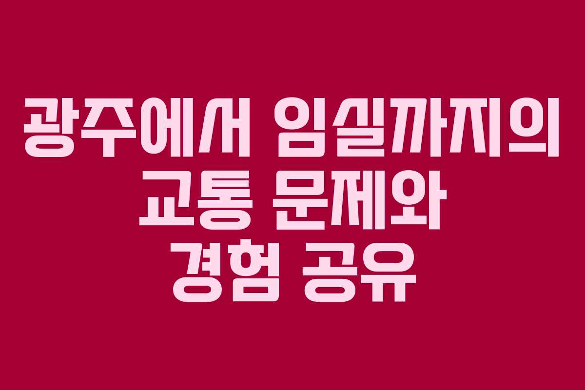 광주에서 임실까지의 교통 문제와 경험 공유