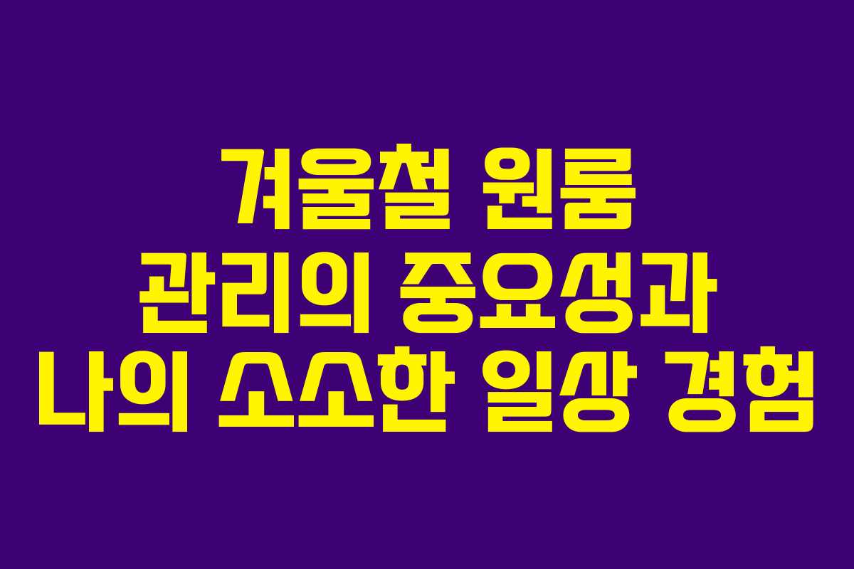 겨울철 원룸 관리의 중요성과 나의 소소한 일상 경험