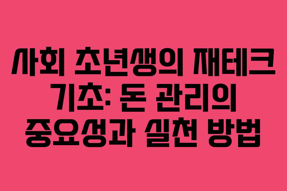 사회 초년생의 재테크 기초: 돈 관리의 중요성과 실천 방법