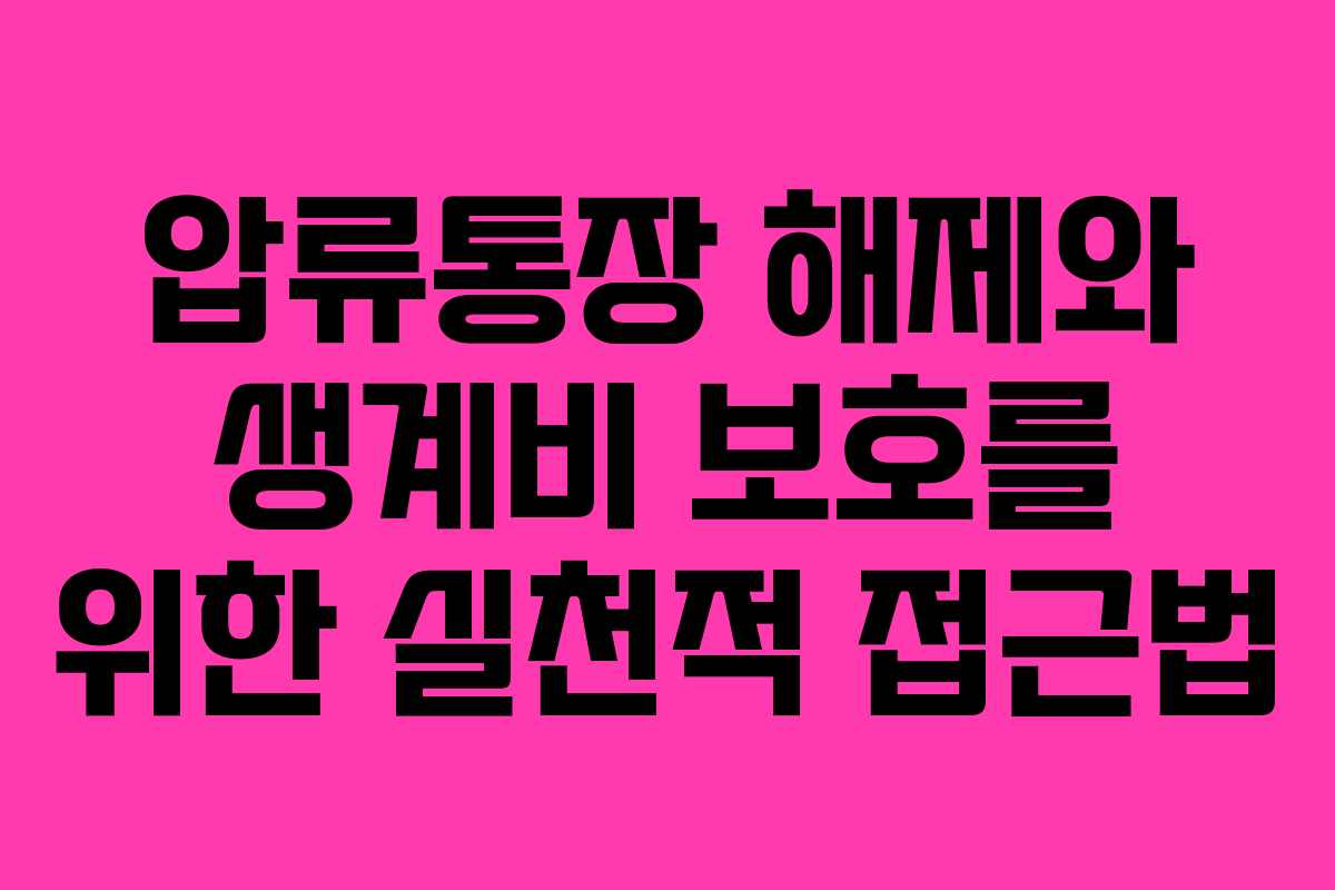 압류통장 해제와 생계비 보호를 위한 실천적 접근법
