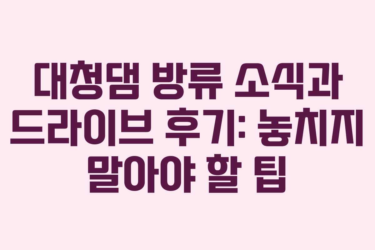 대청댐 방류 소식과 드라이브 후기: 놓치지 말아야 할 팁