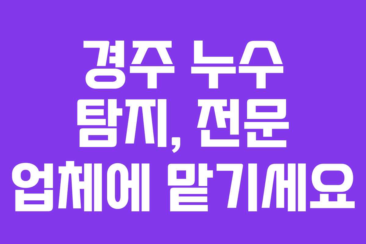 경주 누수 탐지, 전문 업체에 맡기세요