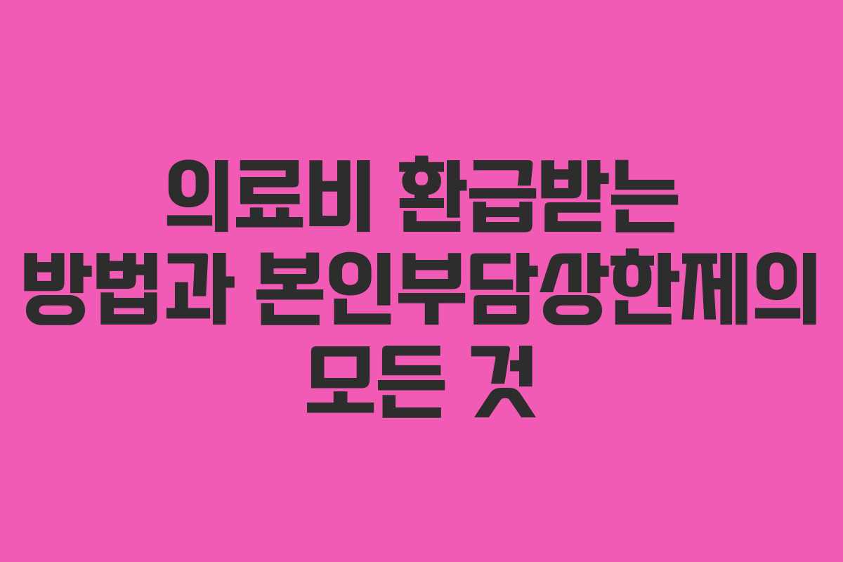 의료비 환급받는 방법과 본인부담상한제의 모든 것
