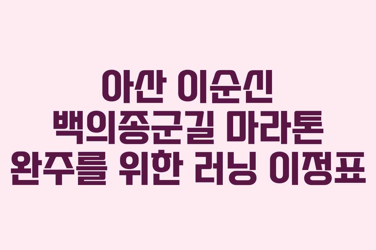 아산 이순신 백의종군길 마라톤 완주를 위한 러닝 이정표