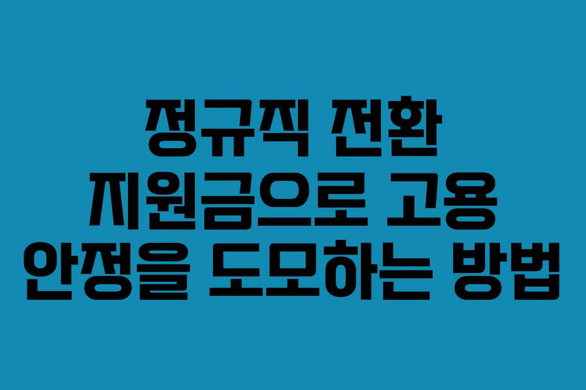 정규직 전환 지원금으로 고용 안정을 도모하는 방법