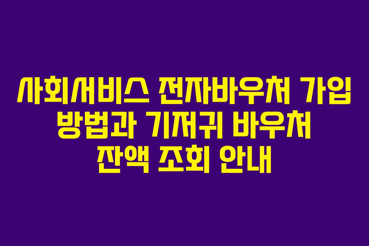 사회서비스 전자바우처 가입 방법과 기저귀 바우처 잔액 조회 안내