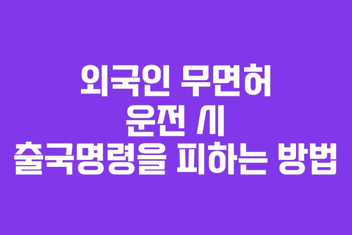 외국인 무면허 운전 시 출국명령을 피하는 방법