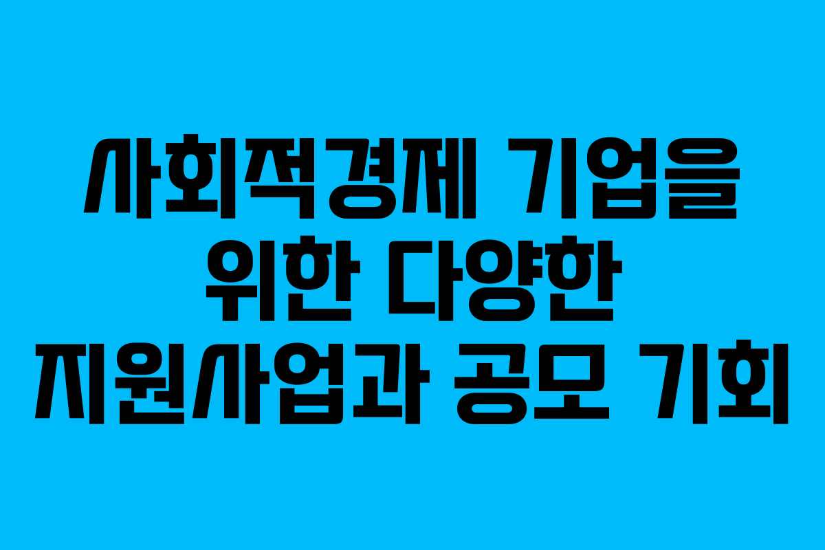 사회적경제 기업을 위한 다양한 지원사업과 공모 기회