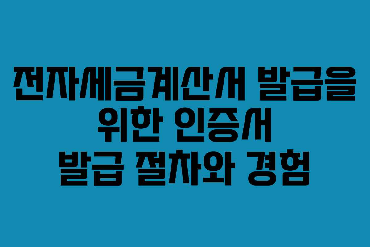 전자세금계산서 발급을 위한 인증서 발급 절차와 경험