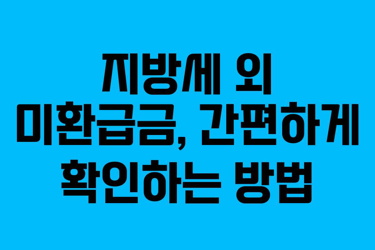 지방세 외 미환급금, 간편하게 확인하는 방법