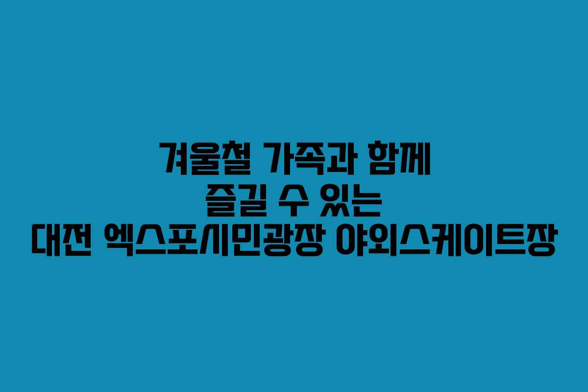 겨울철 가족과 함께 즐길 수 있는 대전 엑스포시민광장 야외스케이트장