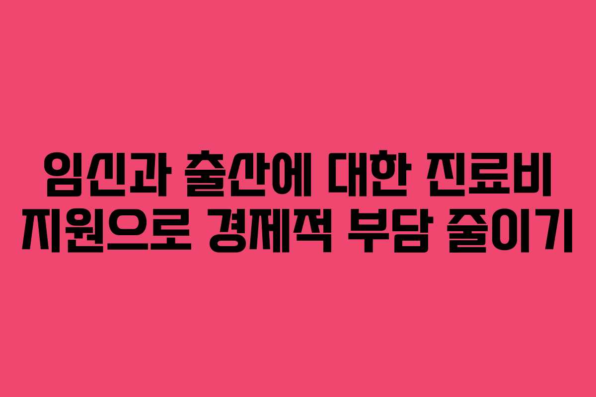 임신과 출산에 대한 진료비 지원으로 경제적 부담 줄이기