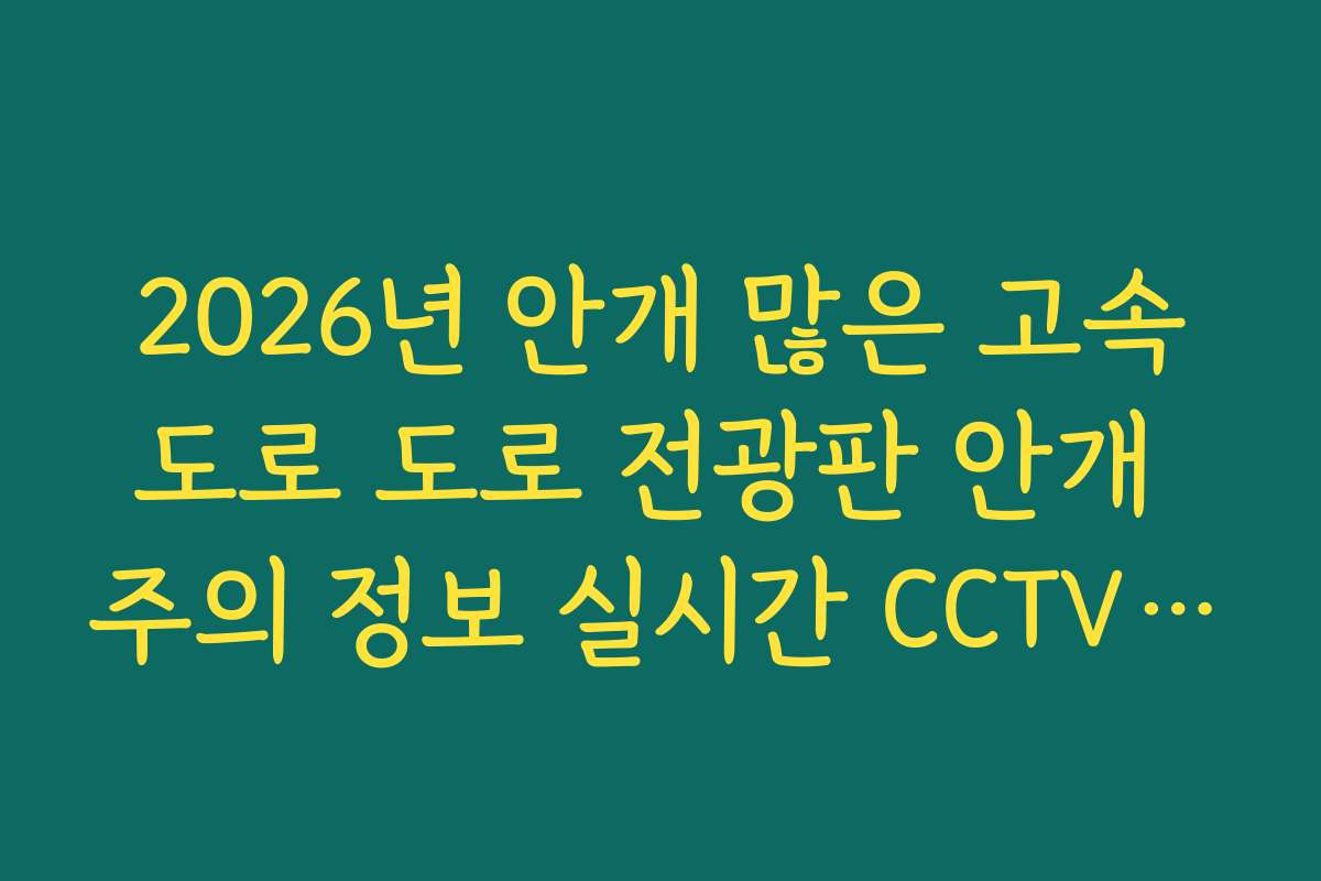 2026년 안개 많은 고속도로 도로 전광판 안개 주의 정보 실시간 CCTV 대조
