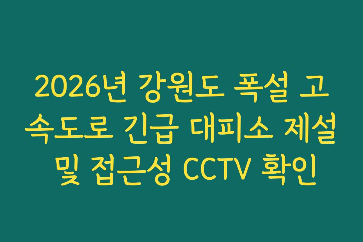 2026년 강원도 폭설 고속도로 긴급 대피소 제설 및 접근성 CCTV 확인