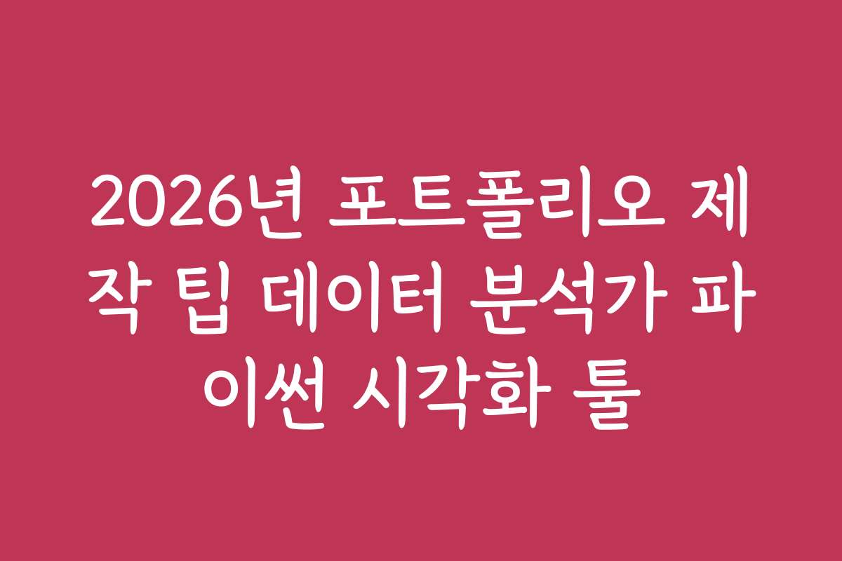 2026년 포트폴리오 제작 팁 데이터 분석가 파이썬 시각화 툴