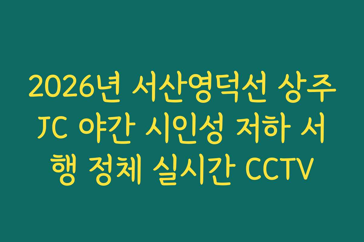 2026년 서산영덕선 상주JC 야간 시인성 저하 서행 정체 실시간 CCTV