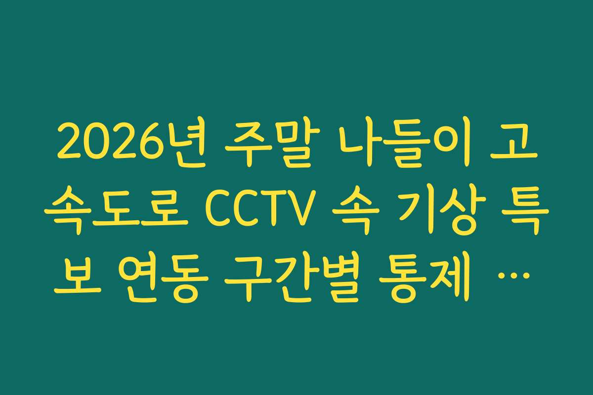 2026년 주말 나들이 고속도로 CCTV 속 기상 특보 연동 구간별 통제 분석