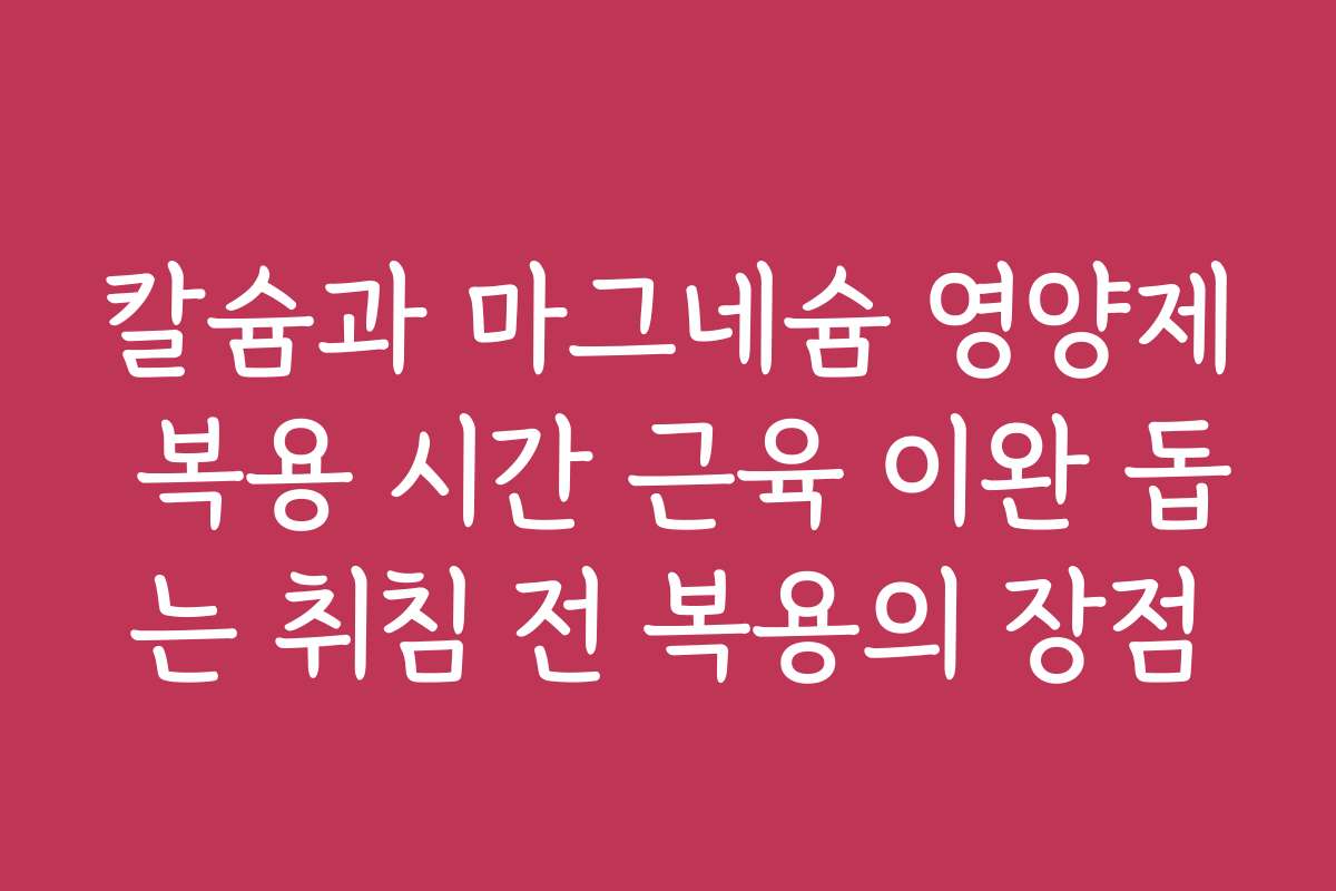 칼슘과 마그네슘 영양제 복용 시간 근육 이완 돕는 취침 전 복용의 장점