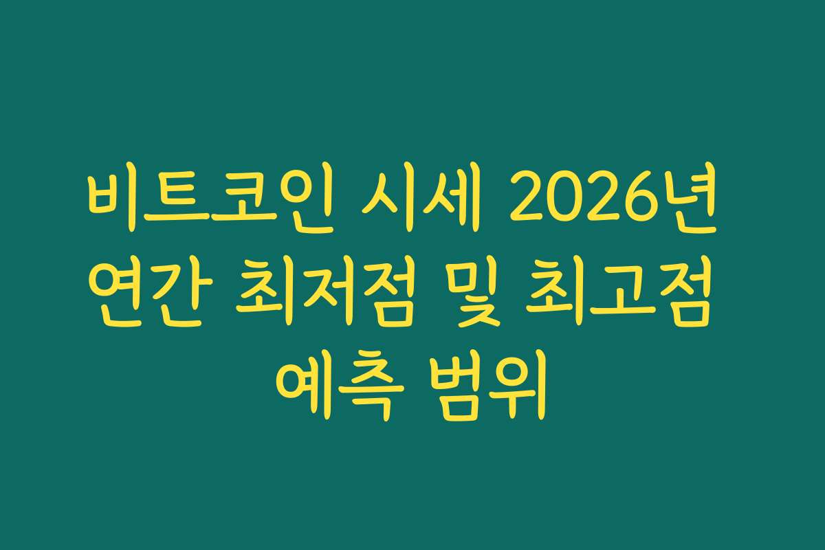 비트코인 시세 2026년 연간 최저점 및 최고점 예측 범위
