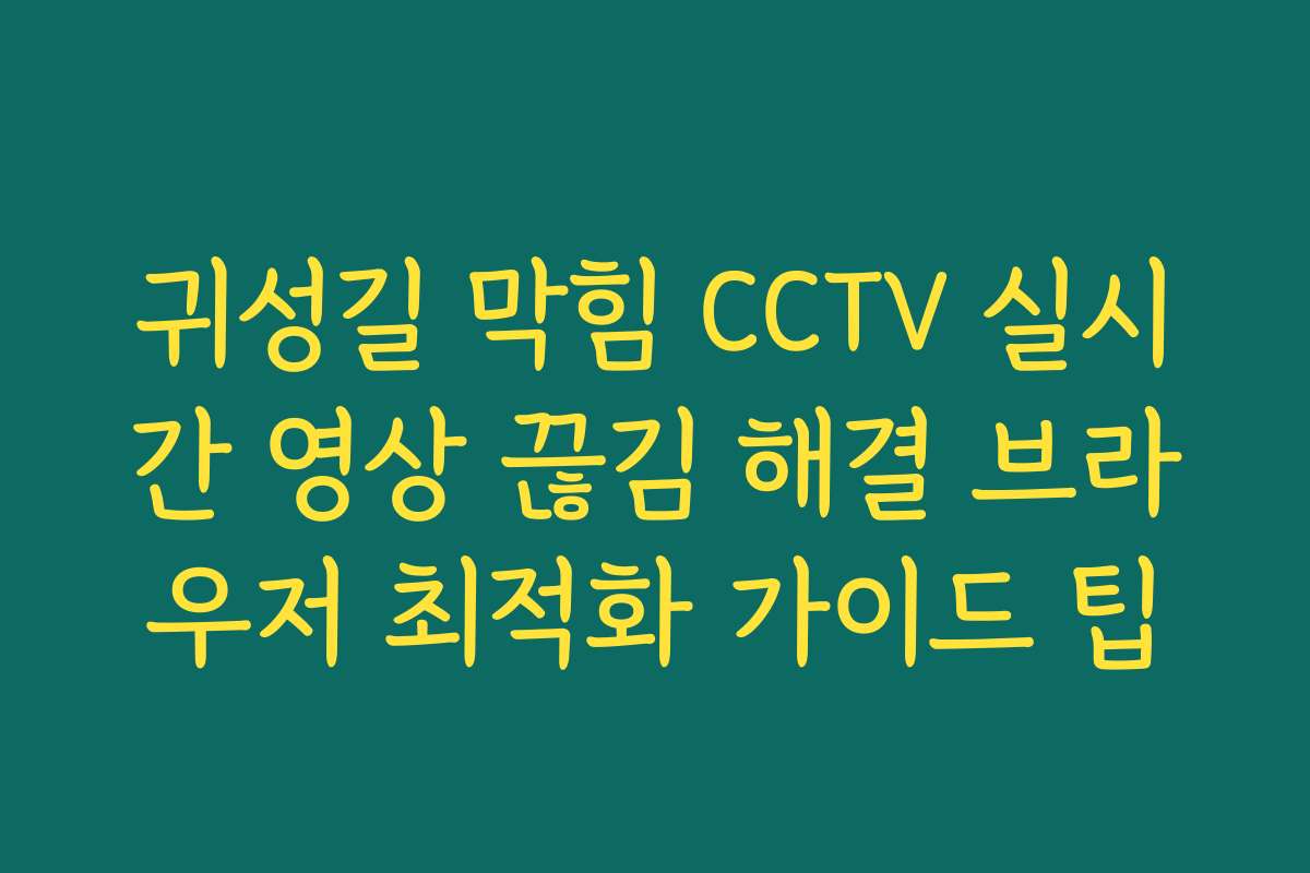 귀성길 막힘 CCTV 실시간 영상 끊김 해결 브라우저 최적화 가이드 팁