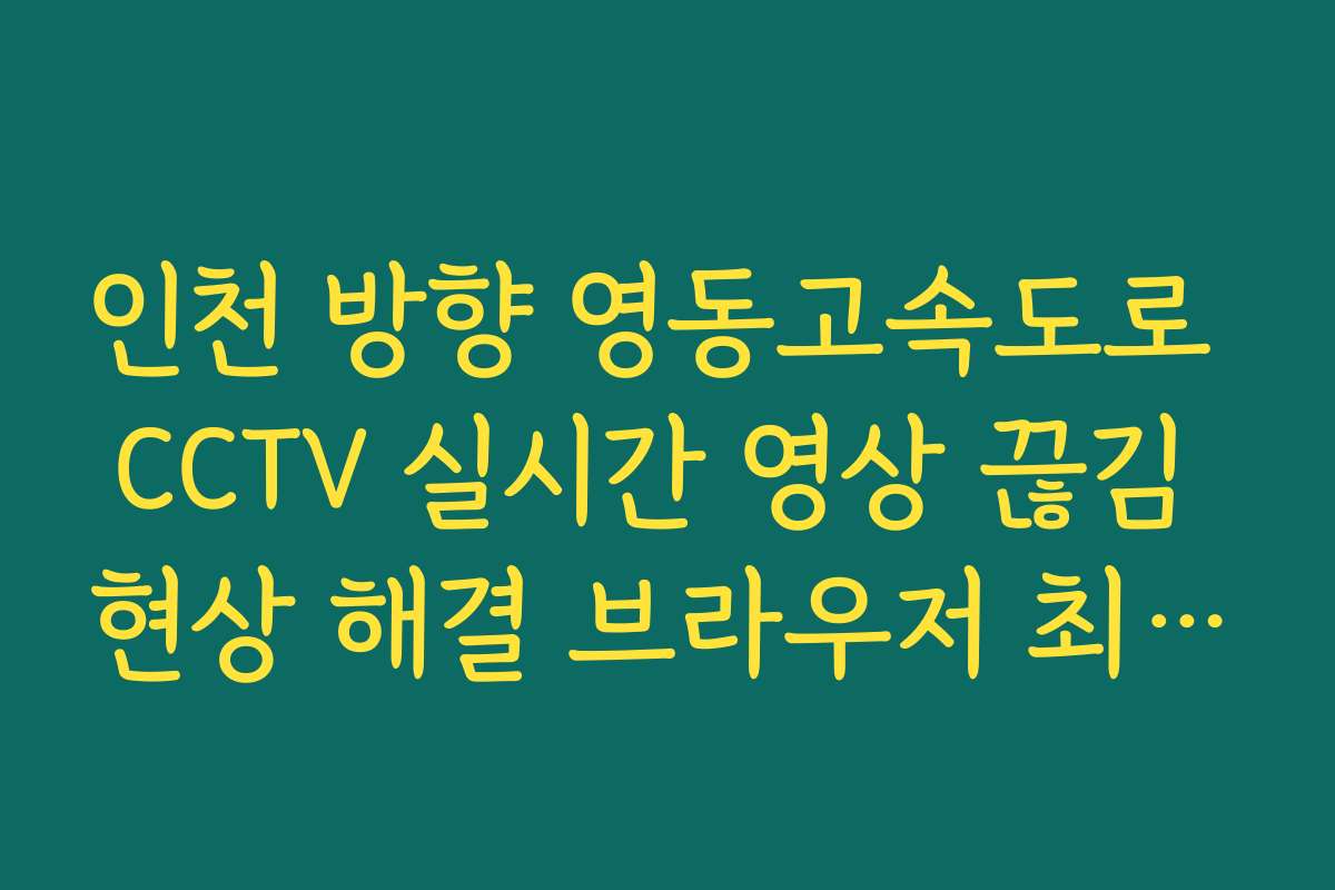 인천 방향 영동고속도로 CCTV 실시간 영상 끊김 현상 해결 브라우저 최적화법