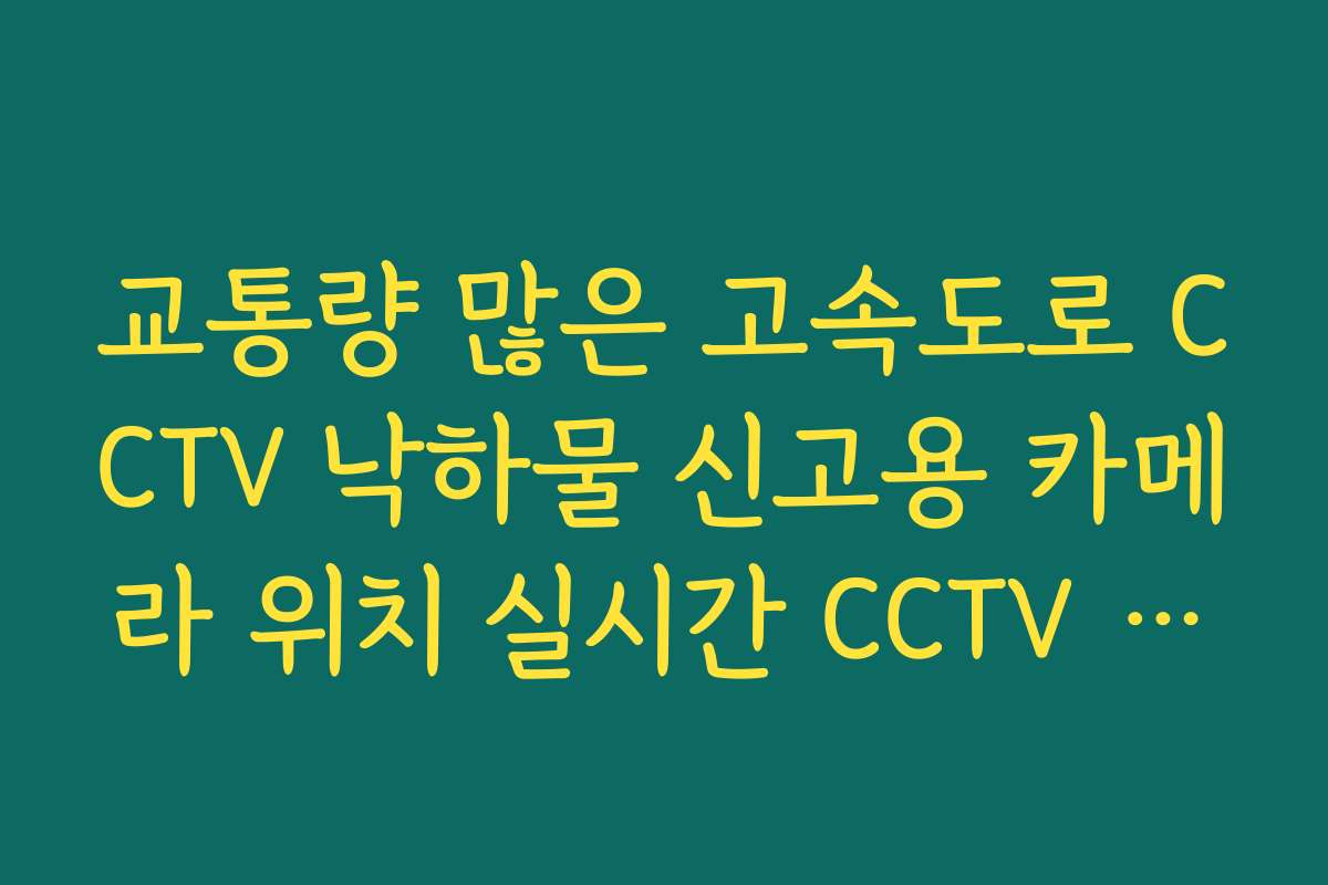 교통량 많은 고속도로 CCTV 낙하물 신고용 카메라 위치 실시간 CCTV 확인