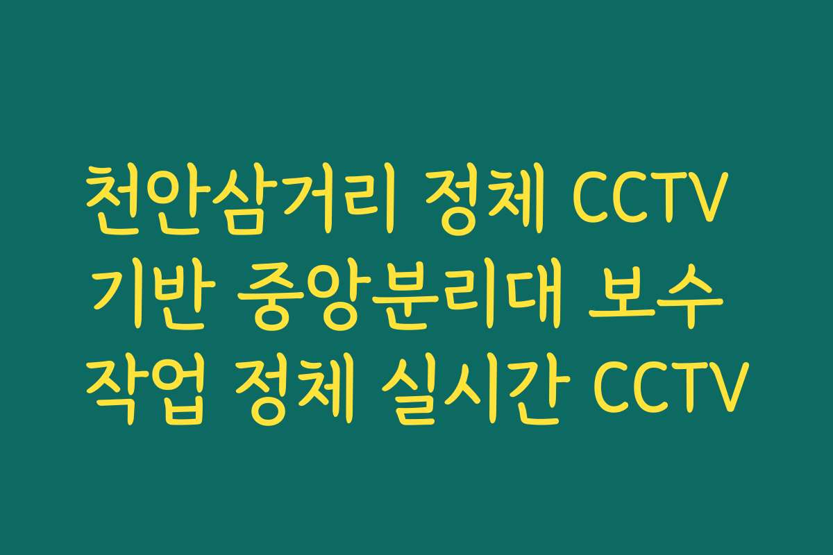 천안삼거리 정체 CCTV 기반 중앙분리대 보수 작업 정체 실시간 CCTV